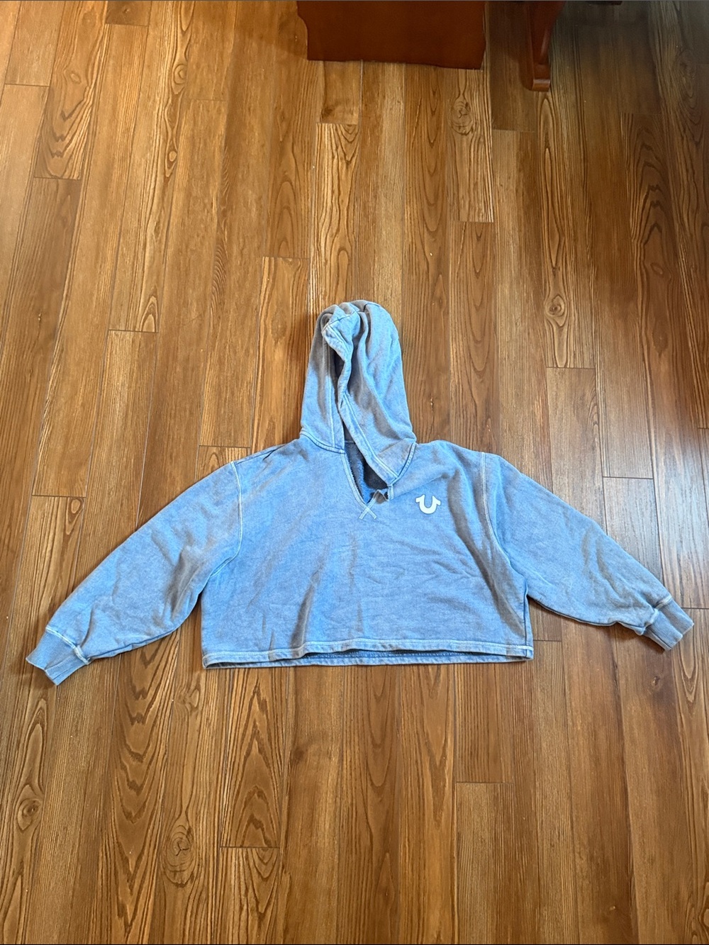 True Religion Light Blue Cropped Hoodie Sweater